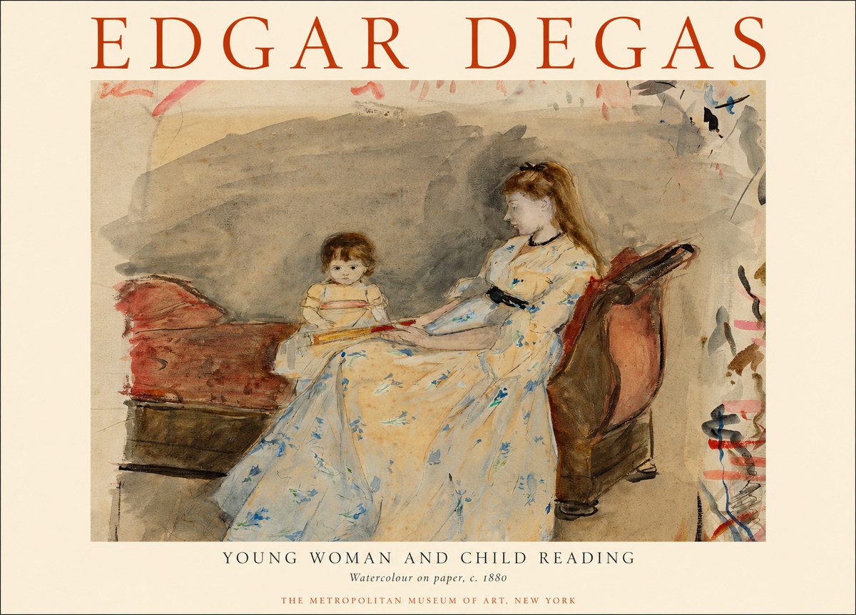 Edgar Degas Young Woman and Child Reading No1 - Juliste
