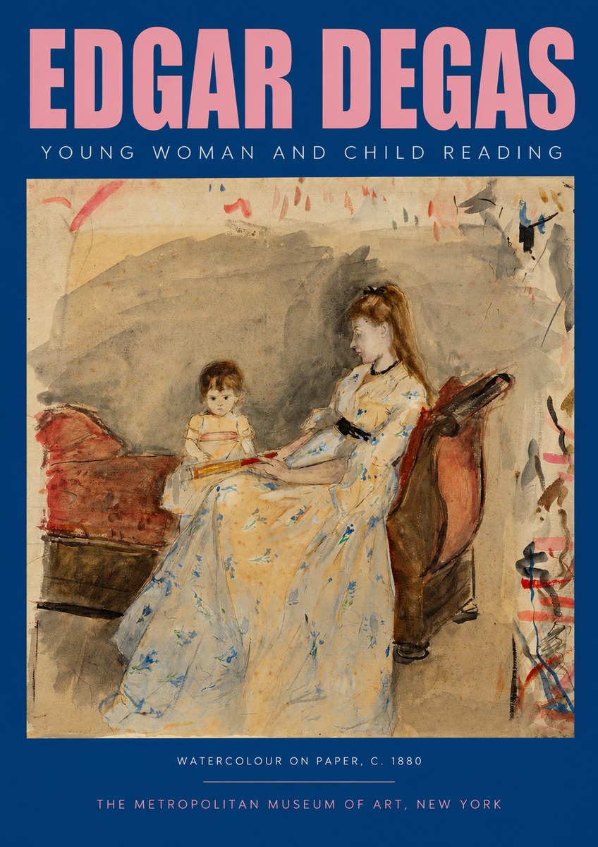 Edgar Degas Young Woman and Child Reading No2 - Juliste