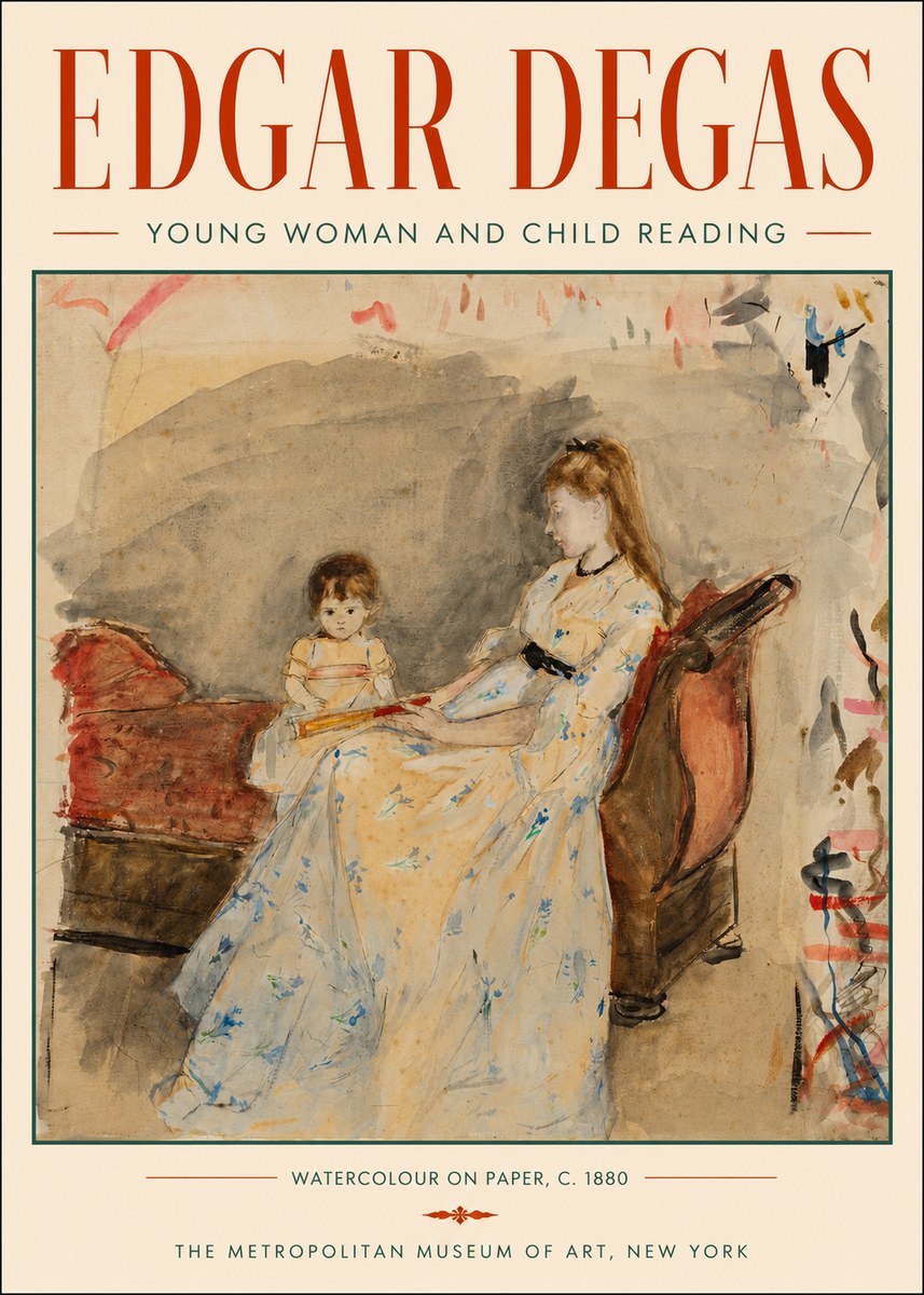 Edgar Degas Young Woman and Child Reading No3 - Juliste