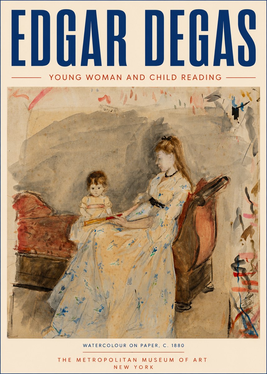 Edgar Degas Young Woman and Child Reading No6 - Juliste