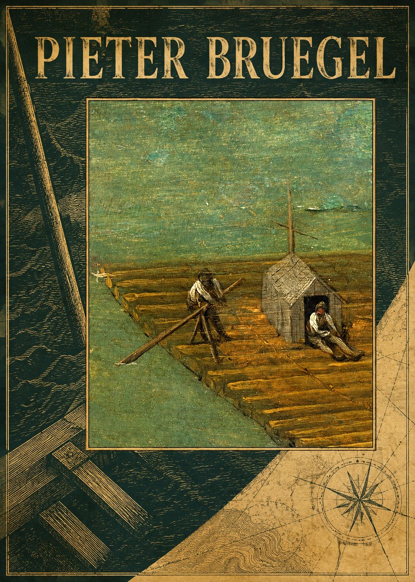 Pieter Bruegel Two Men on a Raft No4 - Juliste