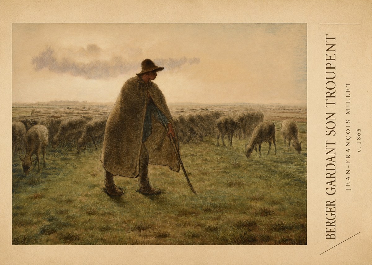 Jean-François Millet Berger Gardant Son Troupeau No3 - Juliste