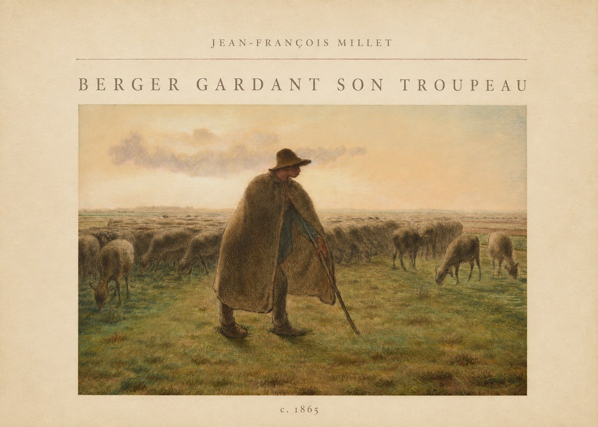 Jean-François Millet Berger Gardant Son Troupeau No5 - Juliste