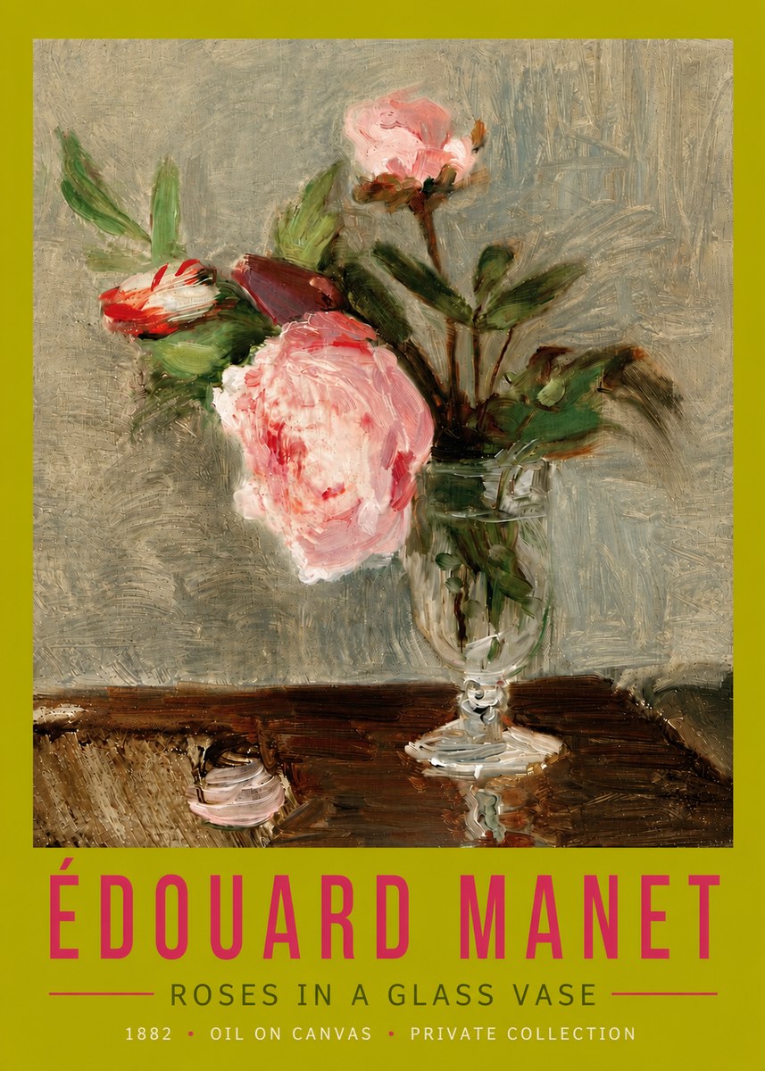 Édouard Manet Roses in a Glass Vase No5 - Juliste