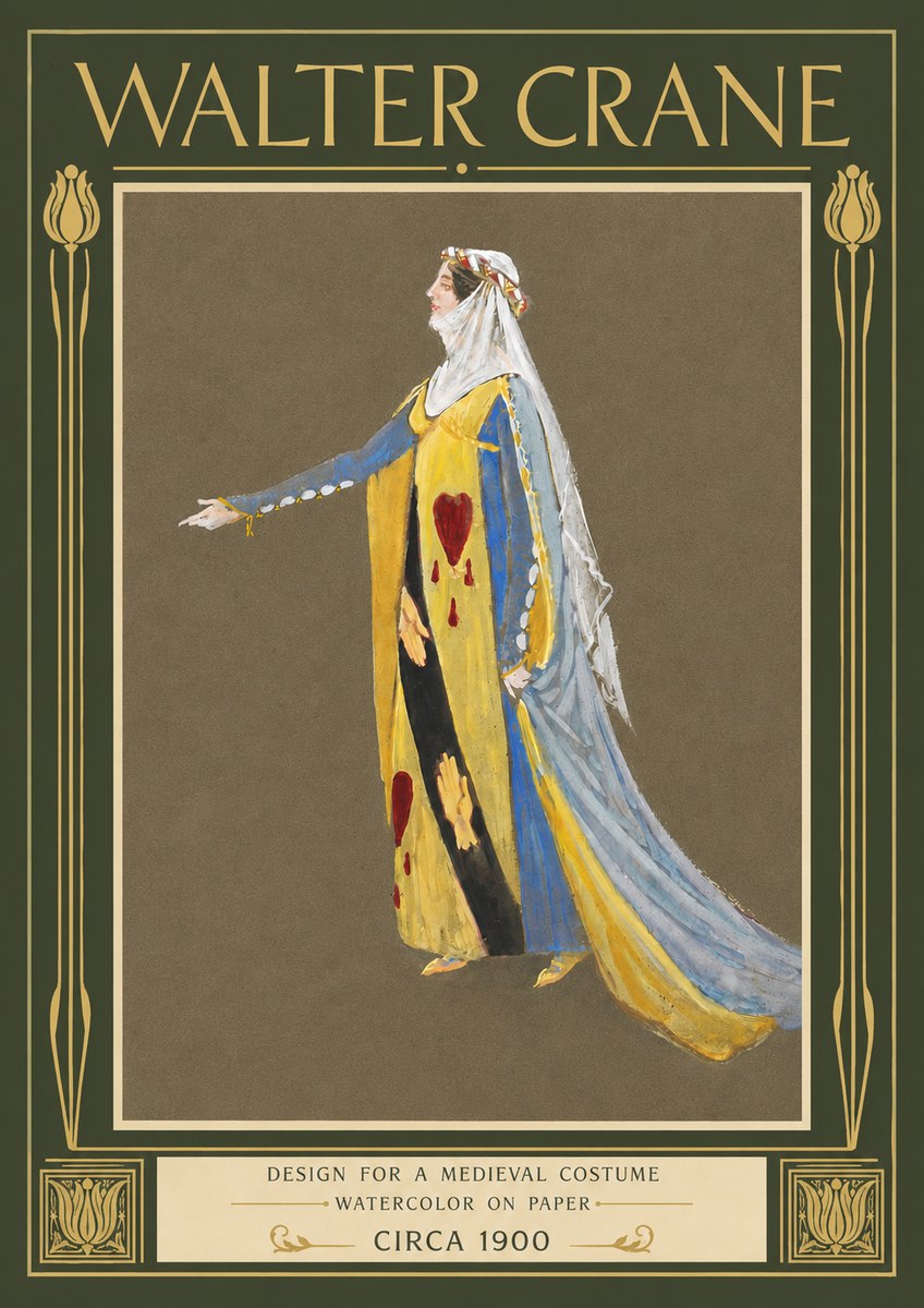 Walter Crane Design for a Medieval Costume No4 - Juliste