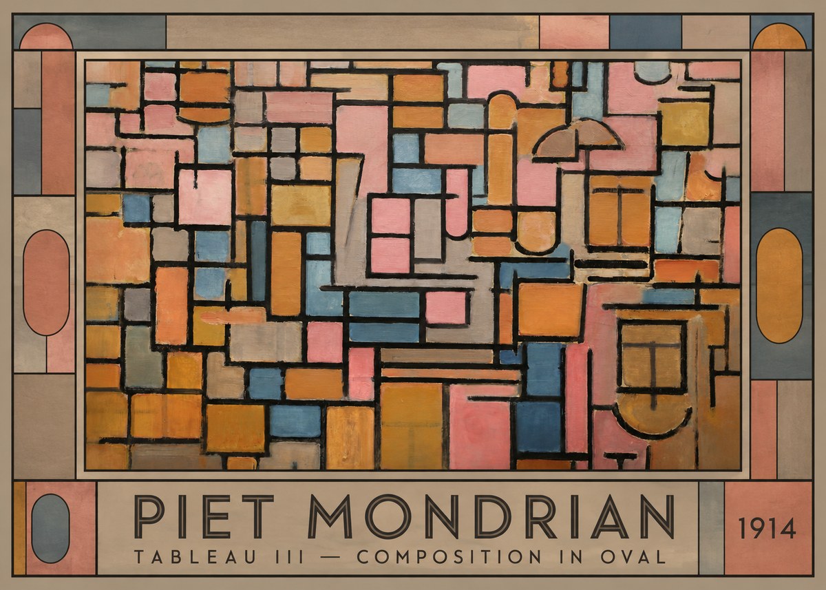 Piet Mondrian Tableau Iii — Composition in Oval No1 - Juliste