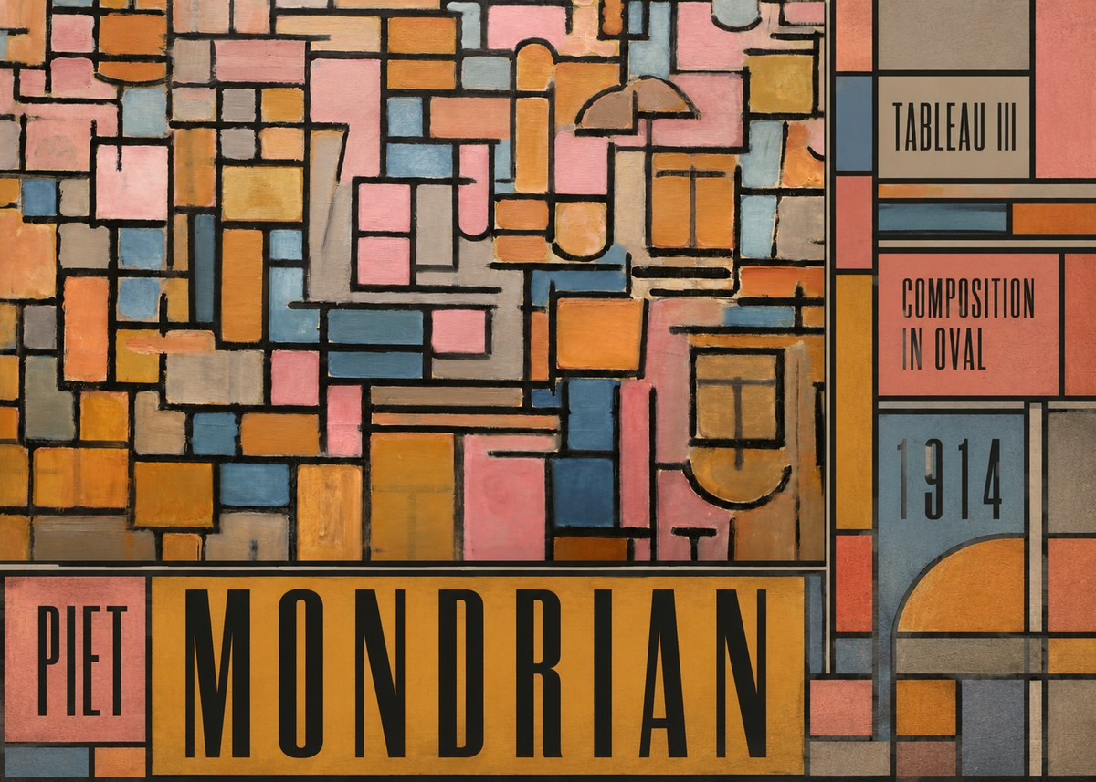 Piet Mondrian Tableau Iii — Composition in Oval No5 - Juliste