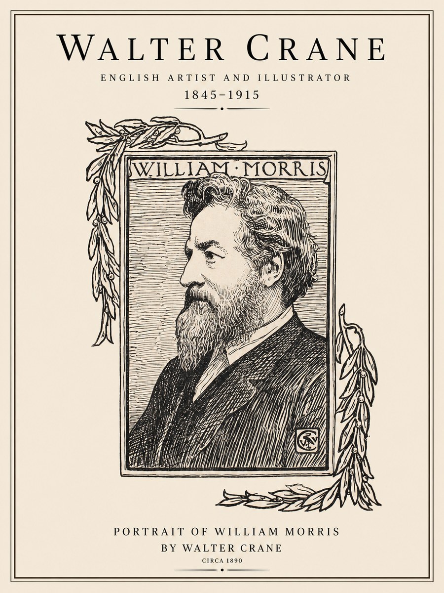 Walter Crane Portrait of William Morris No1 - Juliste
