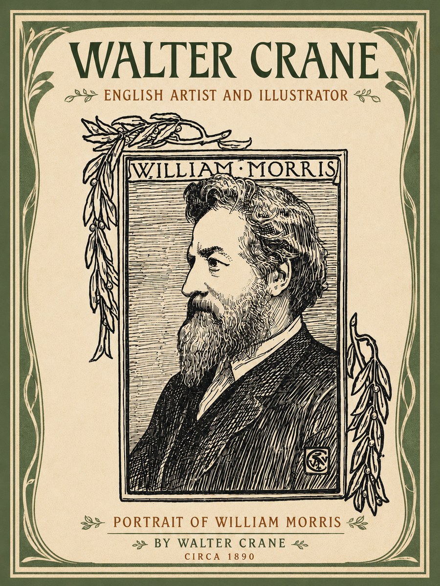 Walter Crane Portrait of William Morris No4 - Juliste