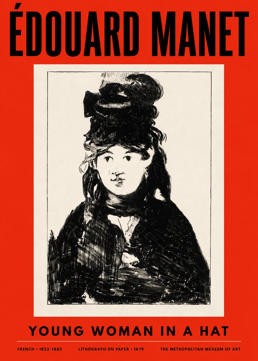 Édouard Manet Young Woman in a Hat II No2 - Juliste