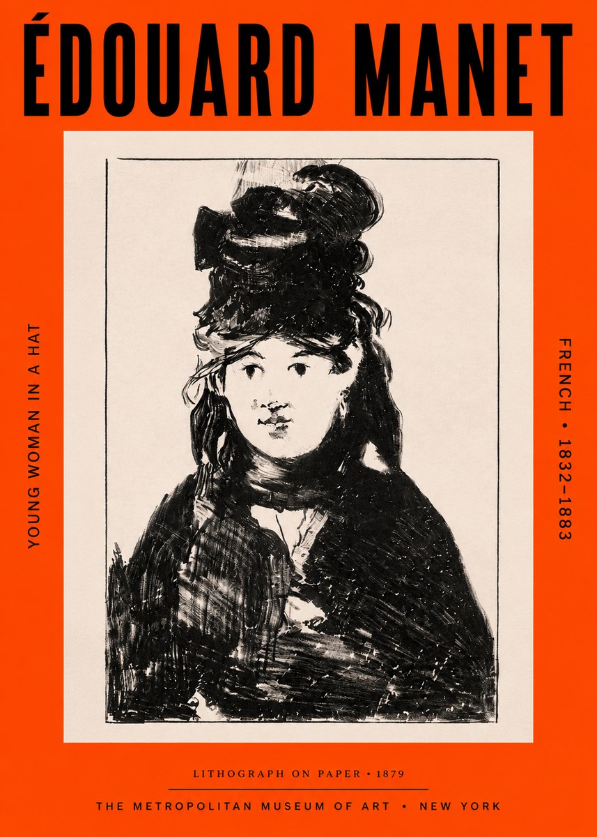 Édouard Manet Young Woman in a Hat II No3 - Juliste