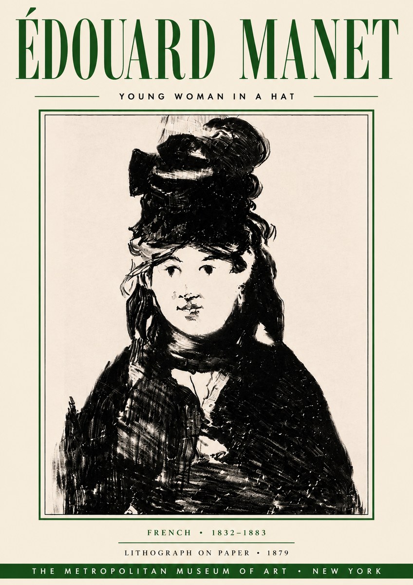 Édouard Manet Young Woman in a Hat II No6 - Juliste