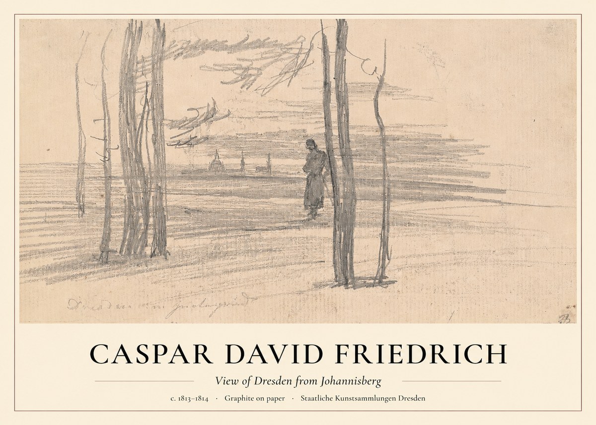 Caspar David Friedrich View of Dresden from Johannisberg No1 - Juliste