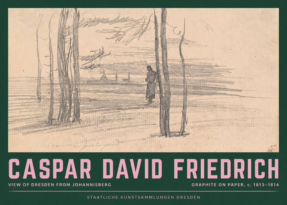 Caspar David Friedrich View of Dresden from Johannisberg No2 - Juliste
