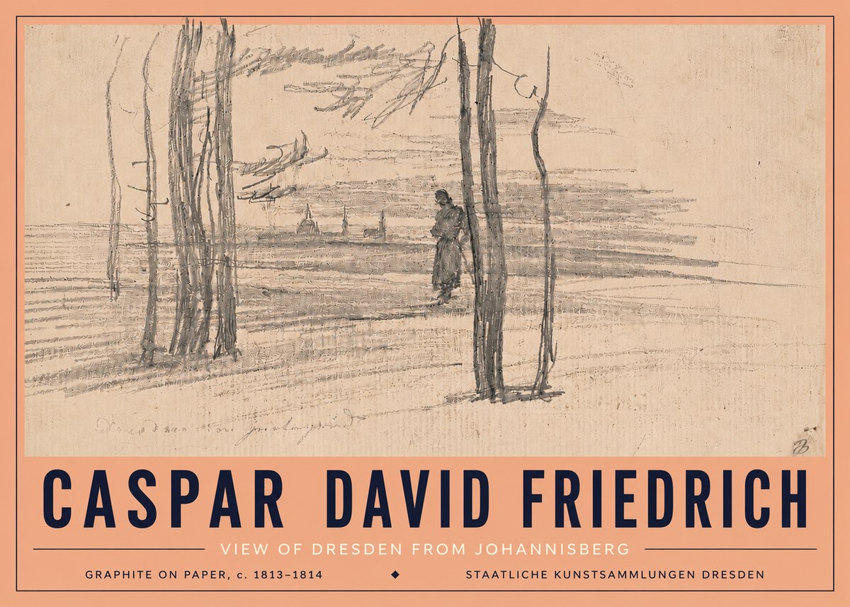 Caspar David Friedrich View of Dresden from Johannisberg No5 - Juliste