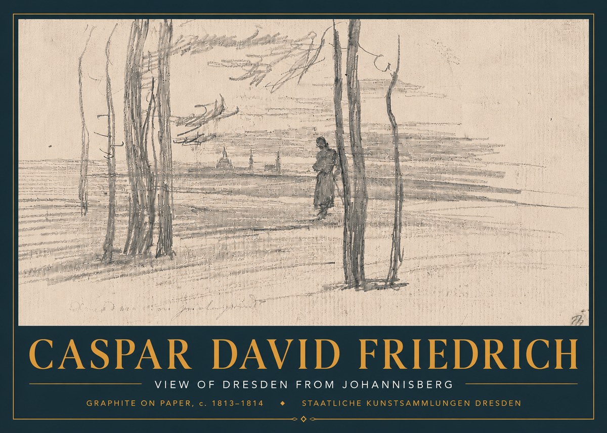Caspar David Friedrich View of Dresden from Johannisberg No6 - Juliste