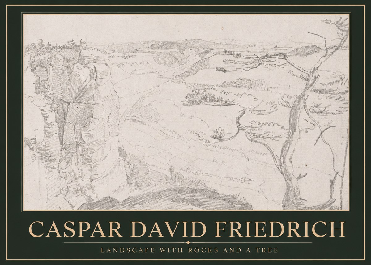 Caspar David Friedrich Landscape with Rocks and a Tree No1 - Juliste