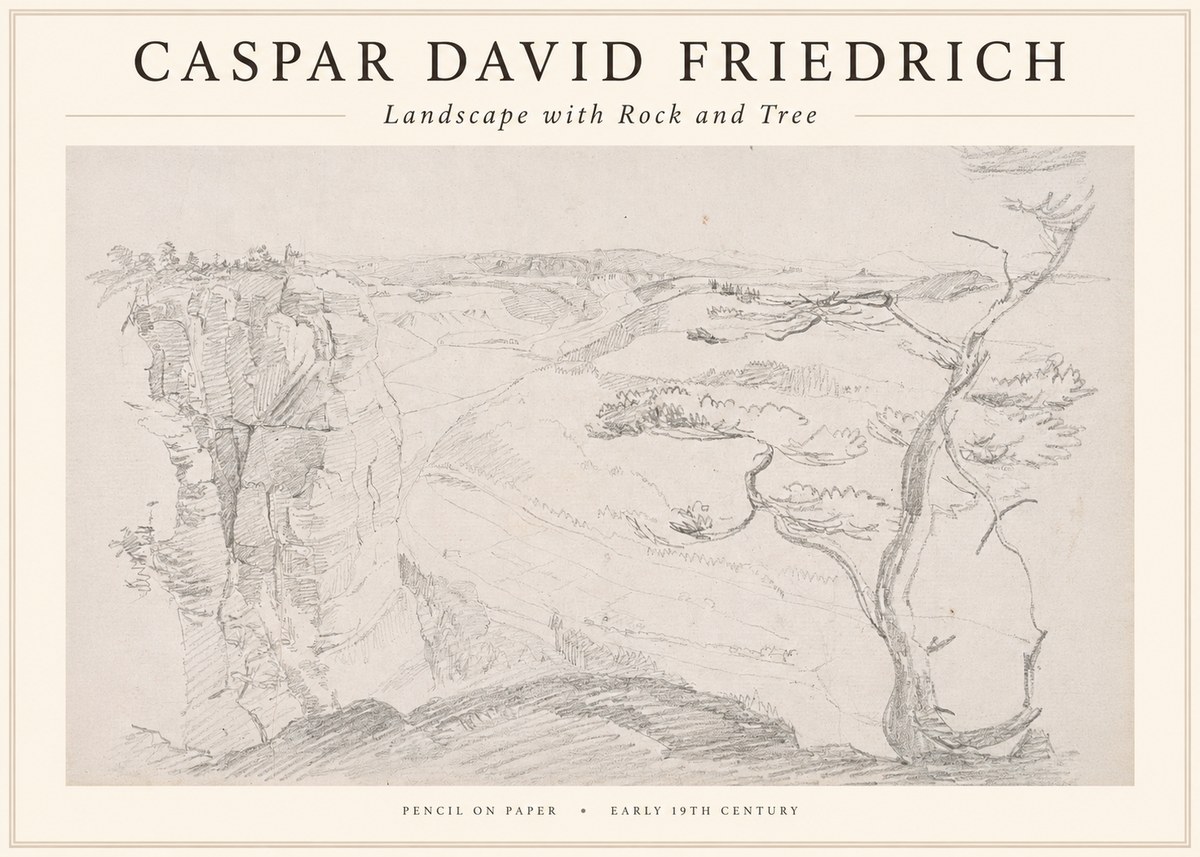 Caspar David Friedrich Landscape with Rocks and a Tree No4 - Juliste