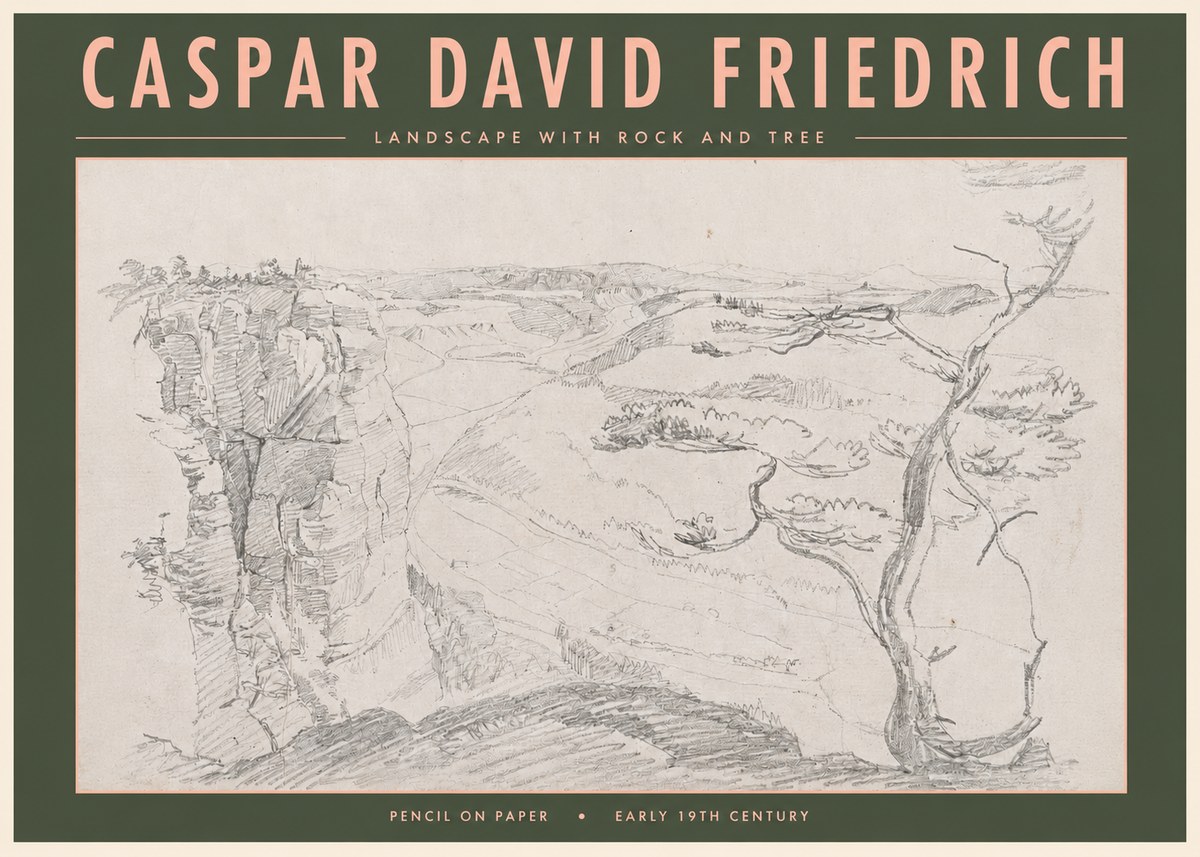Caspar David Friedrich Landscape with Rocks and a Tree No5 - Juliste