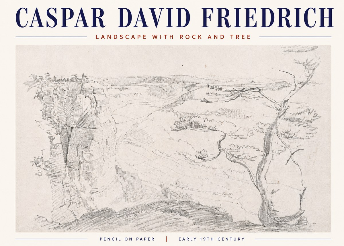 Caspar David Friedrich Landscape with Rocks and a Tree No6 - Juliste