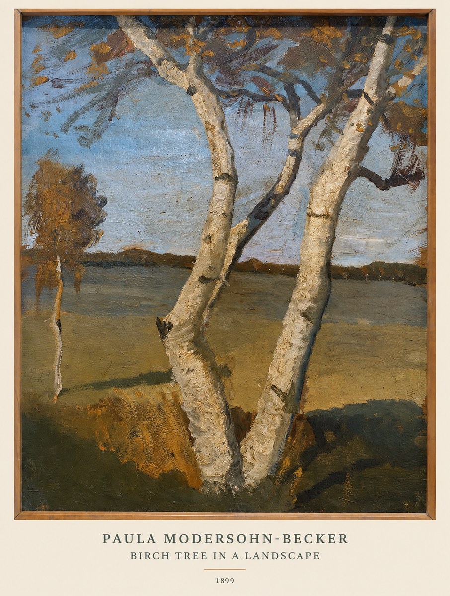 Paula Modersohn-Becker Birch Tree in a Landscape No6 - Juliste