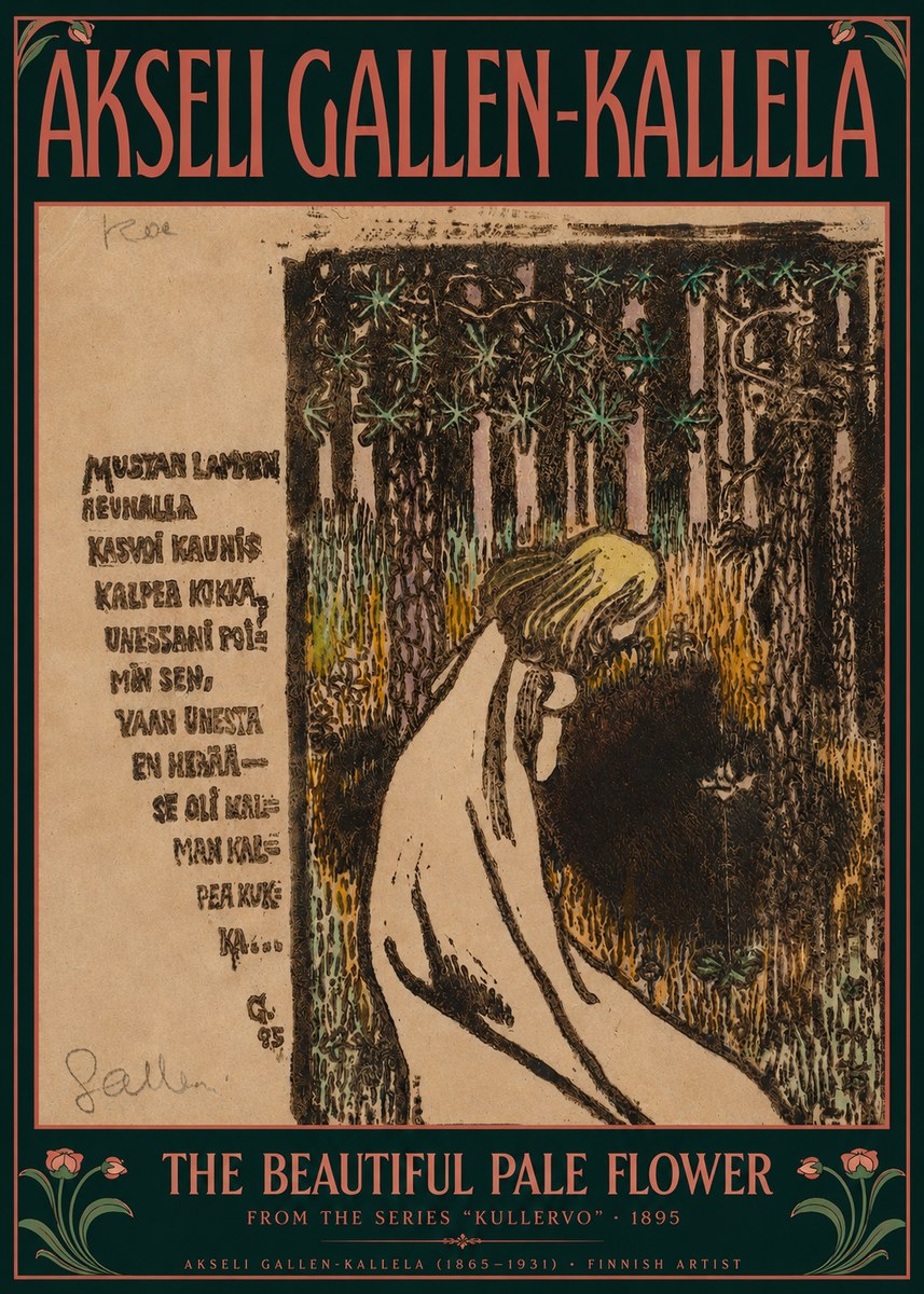 Akseli Gallen-Kallela The Beautiful Pale Flower No2 - Juliste