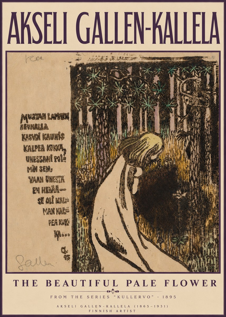 Akseli Gallen-Kallela The Beautiful Pale Flower No3 - Juliste