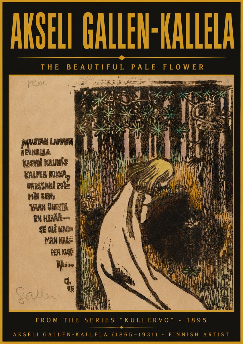 Akseli Gallen-Kallela The Beautiful Pale Flower No5 - Juliste