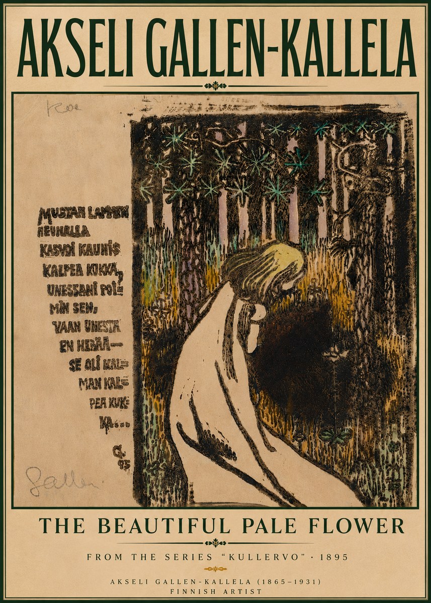 Akseli Gallen-Kallela The Beautiful Pale Flower No6 - Juliste