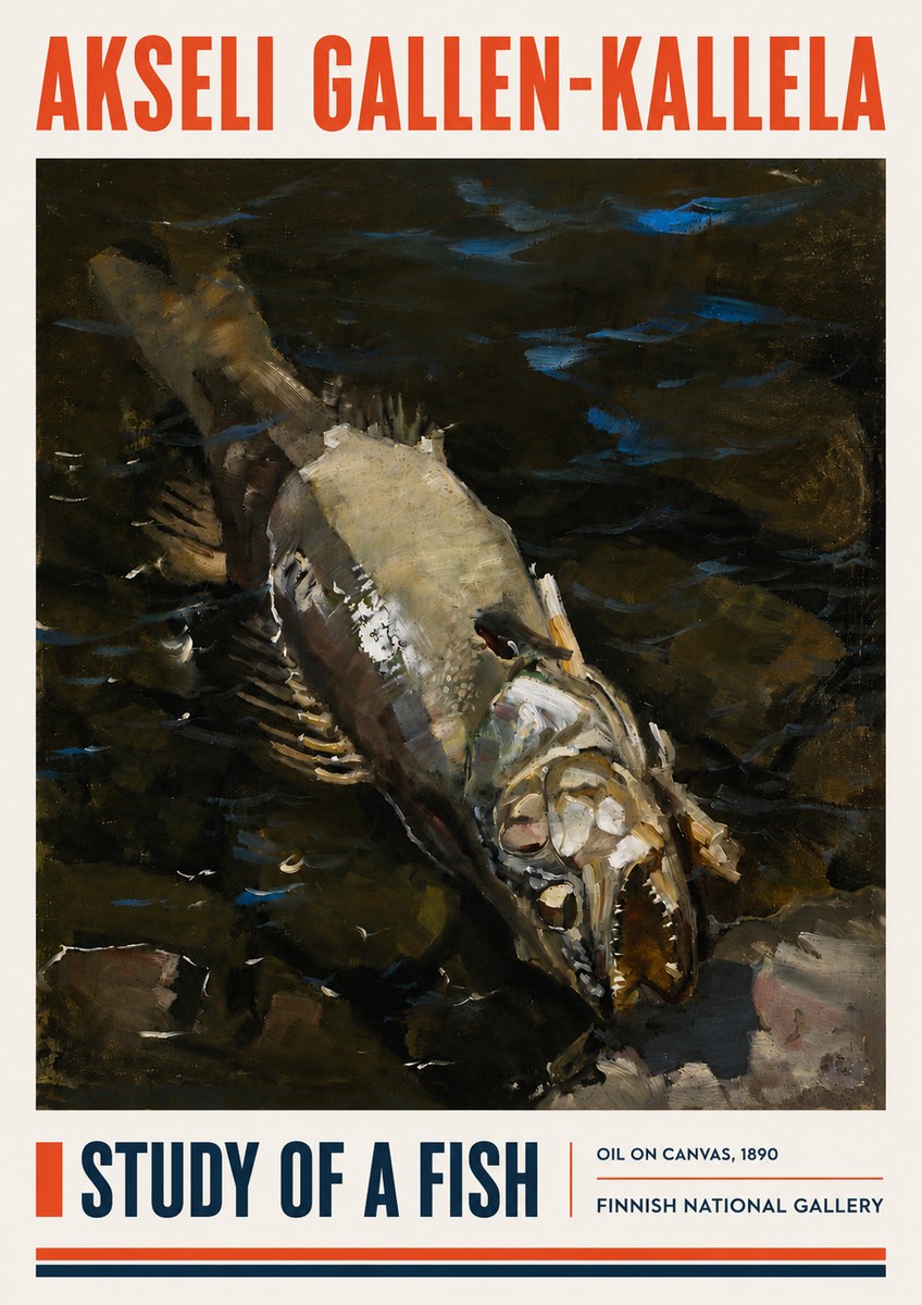 Akseli Gallen-Kallela Study of a Fish No4 - Juliste