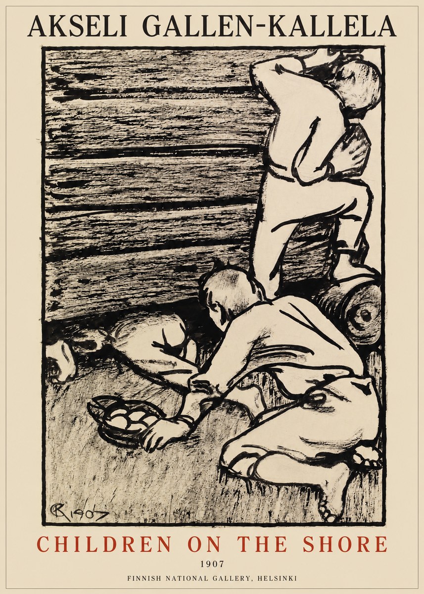 Akseli Gallen-Kallela Children on the Shore No1 - Juliste