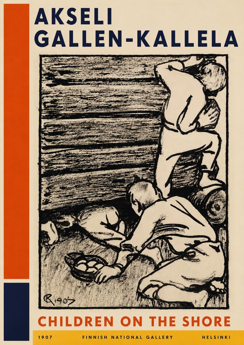 Akseli Gallen-Kallela Children on the Shore No4 - Juliste
