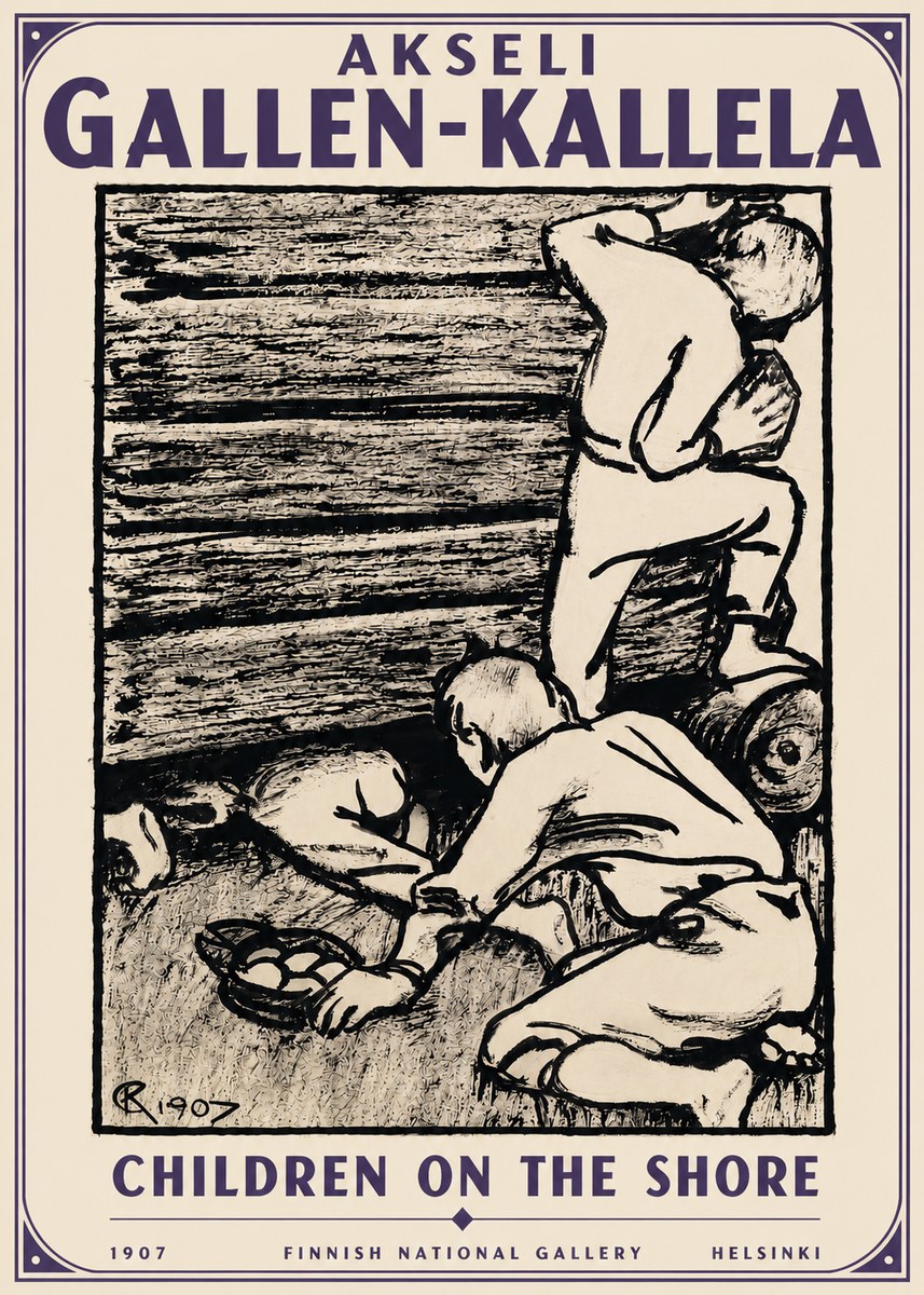 Akseli Gallen-Kallela Children on the Shore No5 - Juliste