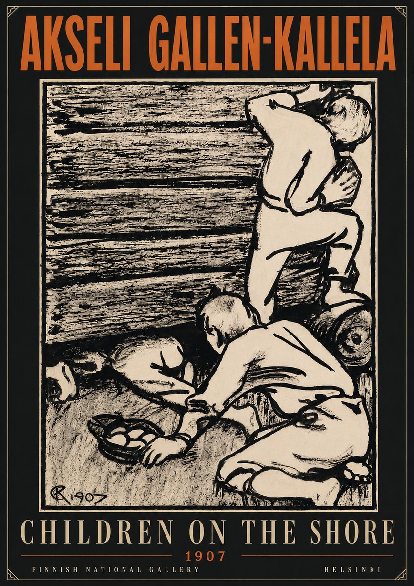 Akseli Gallen-Kallela Children on the Shore No6 - Juliste