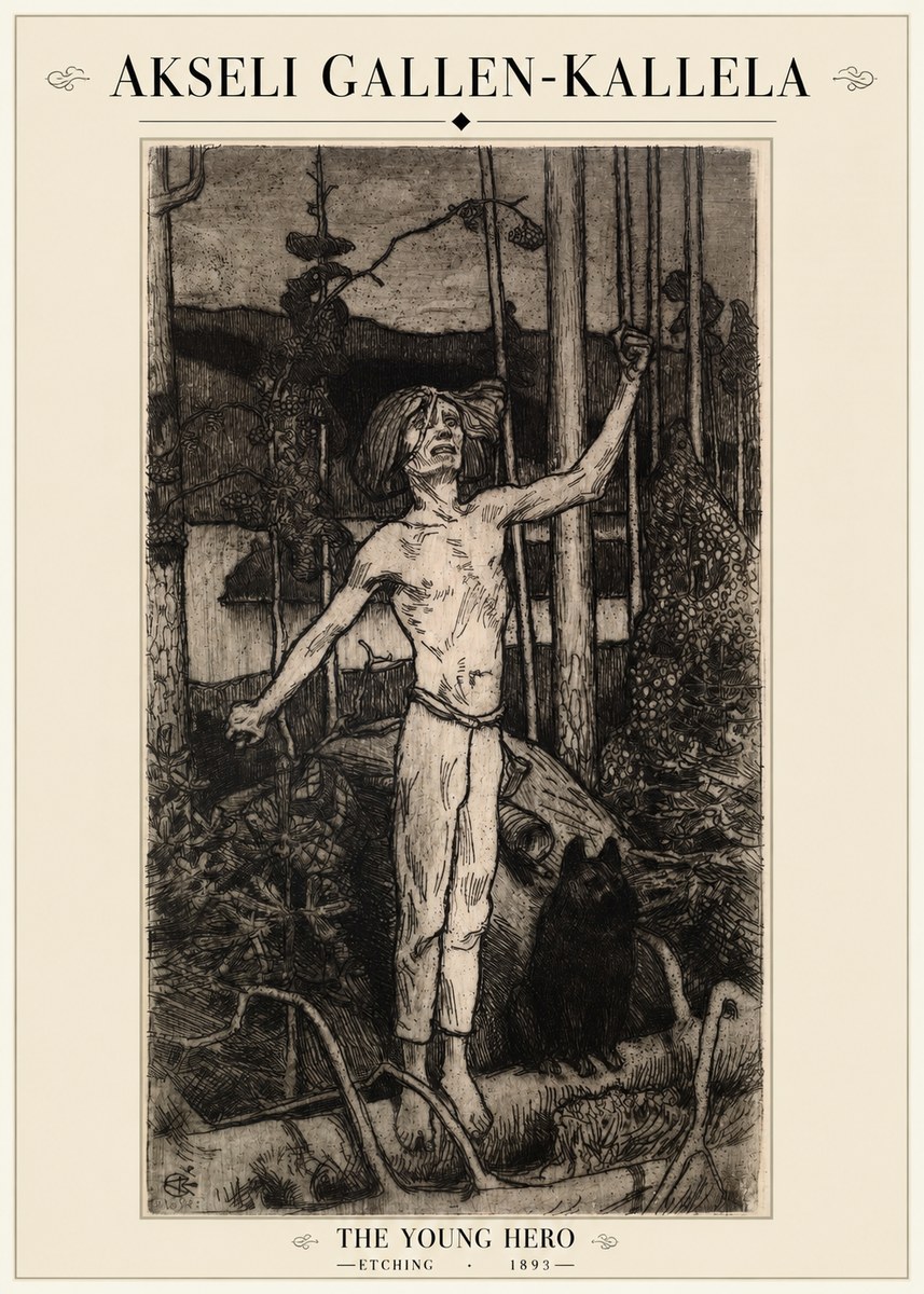 Akseli Gallen-Kallela The Young Hero No1 - Juliste