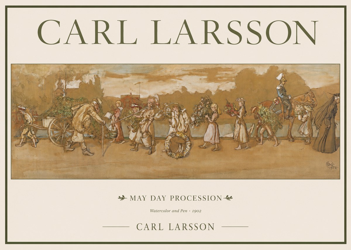 Carl Larsson May Day Procession No1 - Juliste