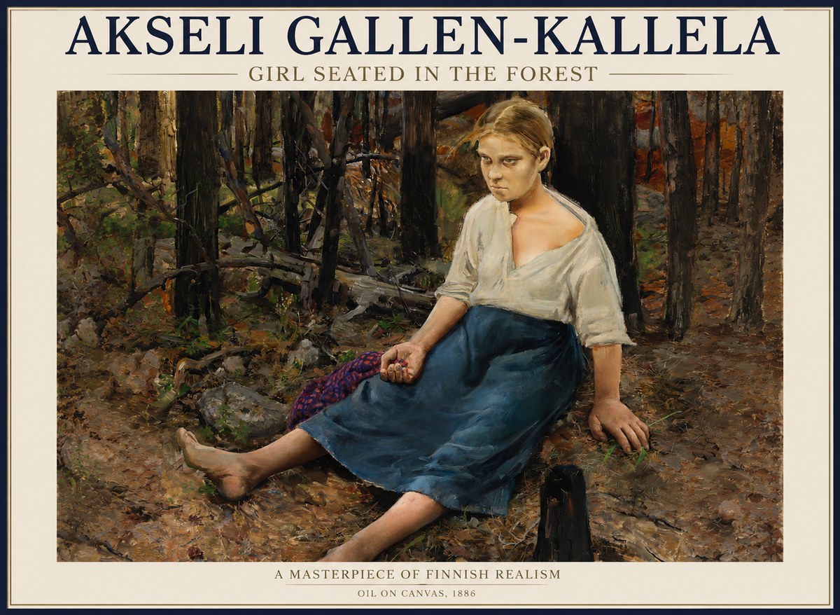 Akseli Gallen-Kallela The Little Berry Picker No5 - Juliste