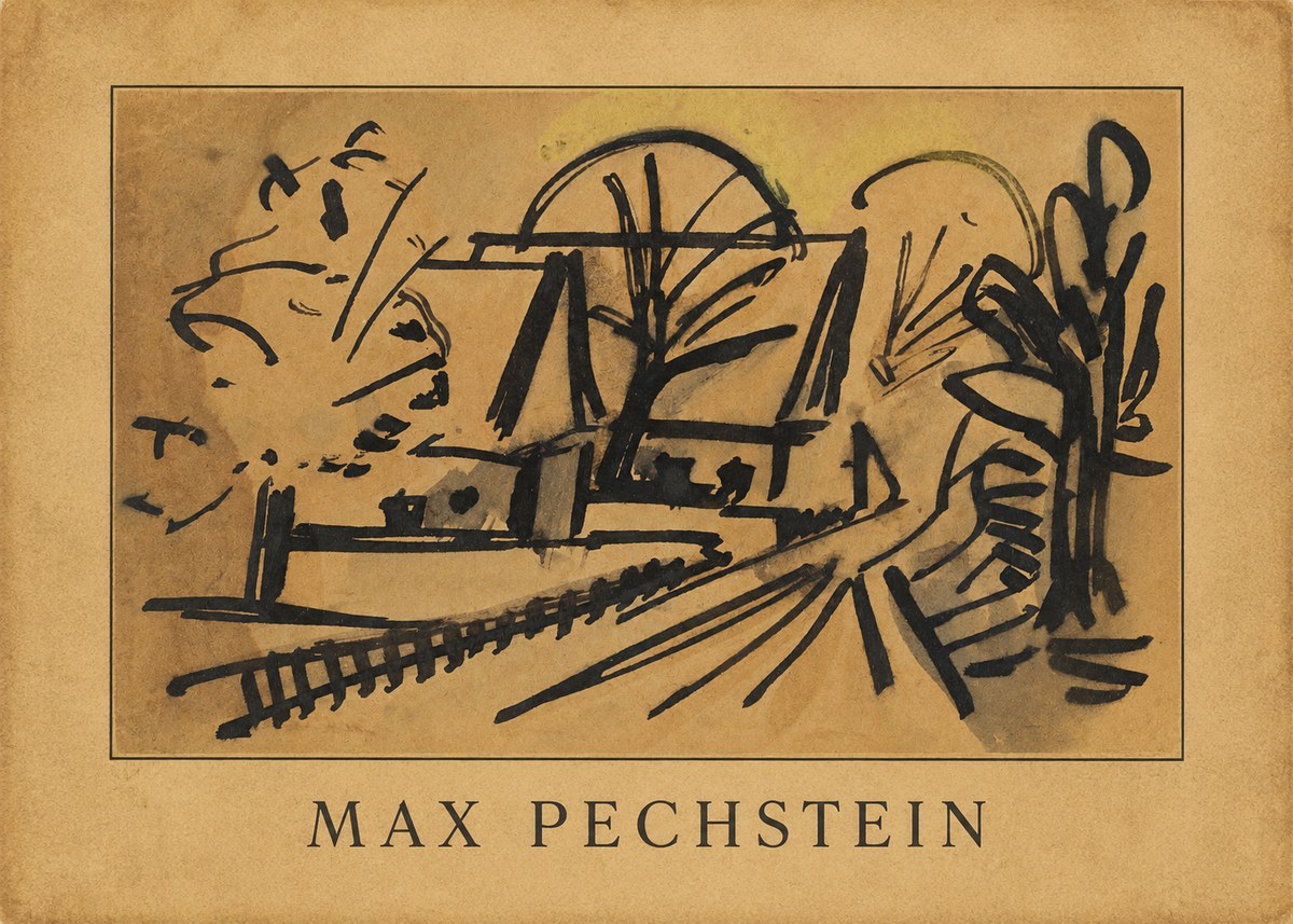 Max Pechstein Abstract Village Landscape No3 - Juliste