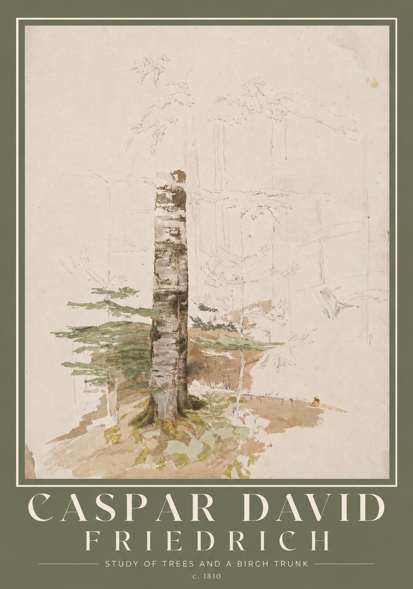Caspar David Friedrich Study of Trees and a Birch Trunk No2 - Juliste