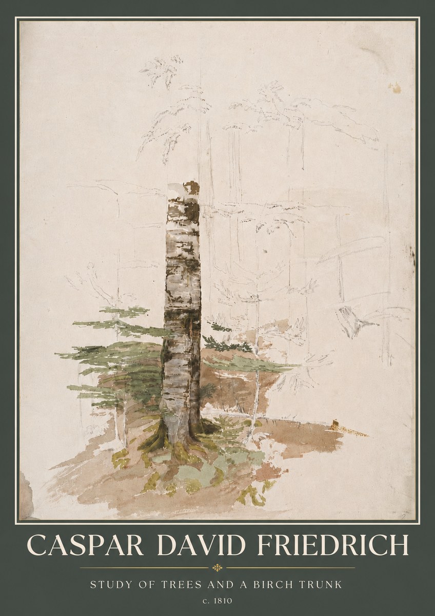 Caspar David Friedrich Study of Trees and a Birch Trunk No5 - Juliste
