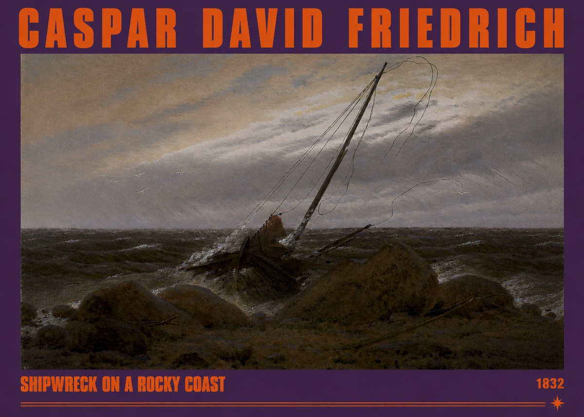 Caspar David Friedrich Shipwreck on a Rocky Coast No2 - Juliste
