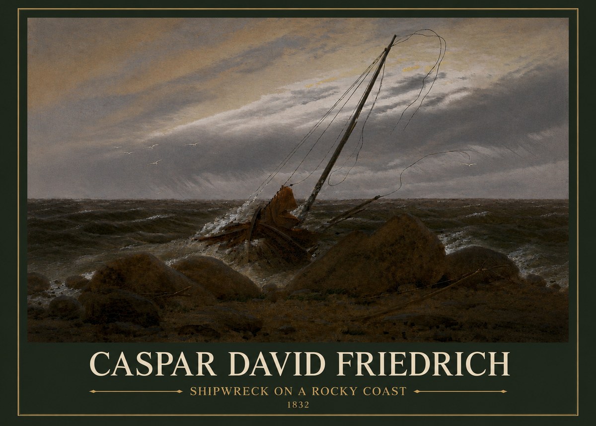 Caspar David Friedrich Shipwreck on a Rocky Coast No3 - Juliste