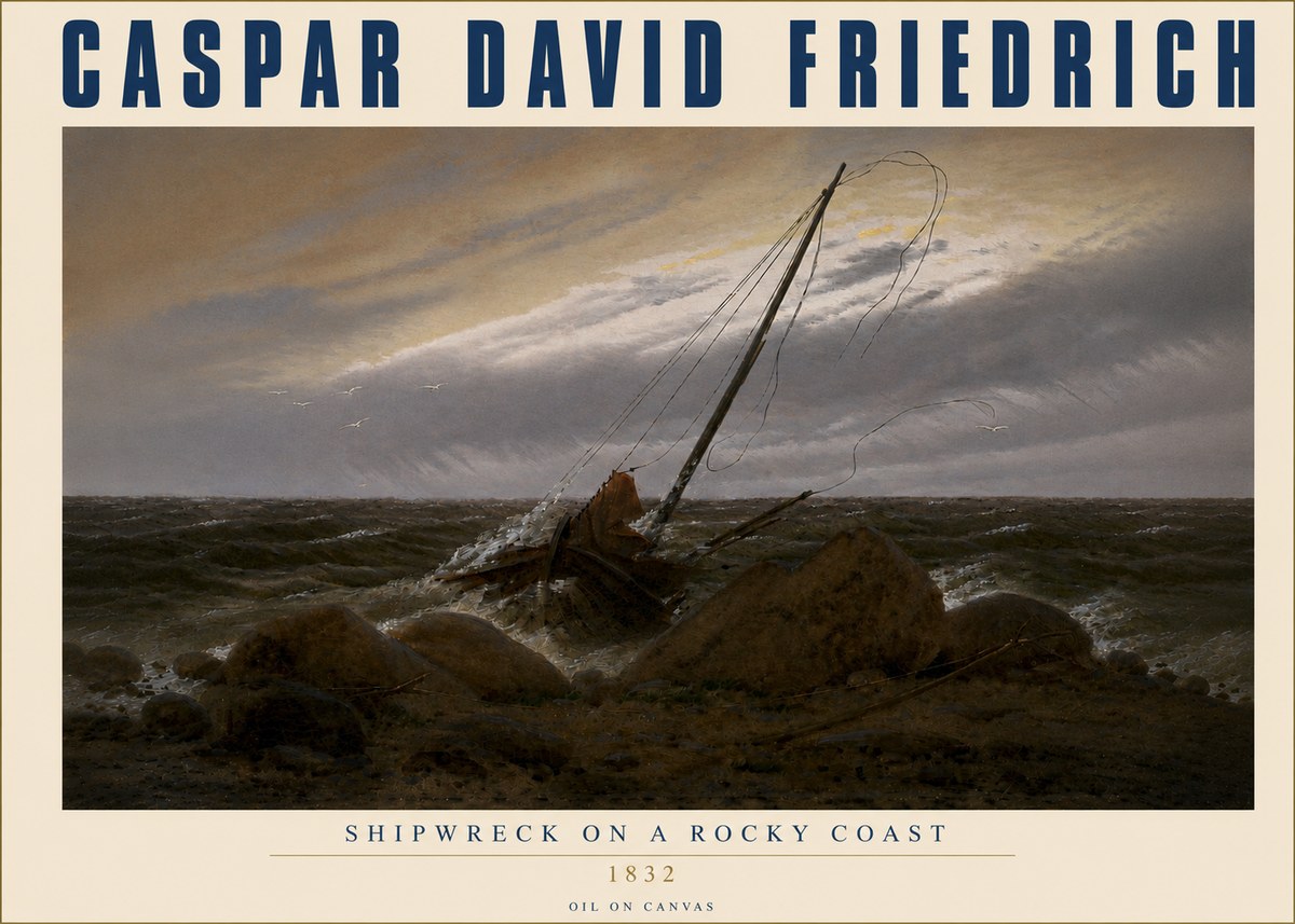Caspar David Friedrich Shipwreck on a Rocky Coast No4 - Juliste