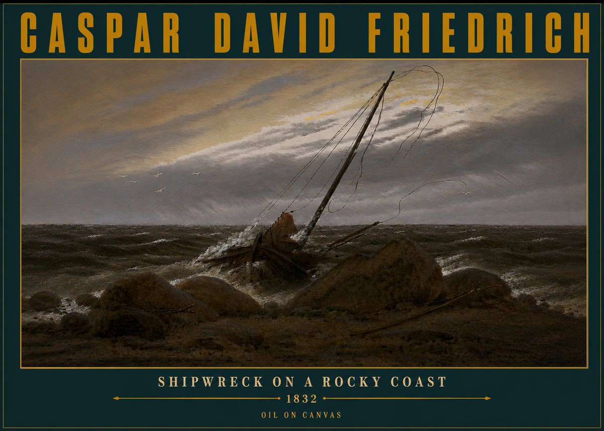 Caspar David Friedrich Shipwreck on a Rocky Coast No6 - Juliste