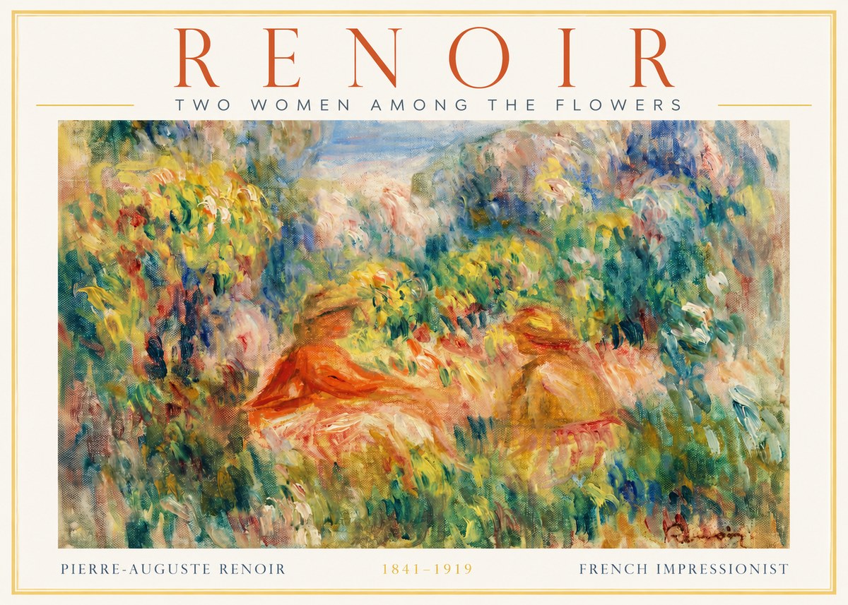 Renoir Two Women Among the Flowers No2 - Juliste