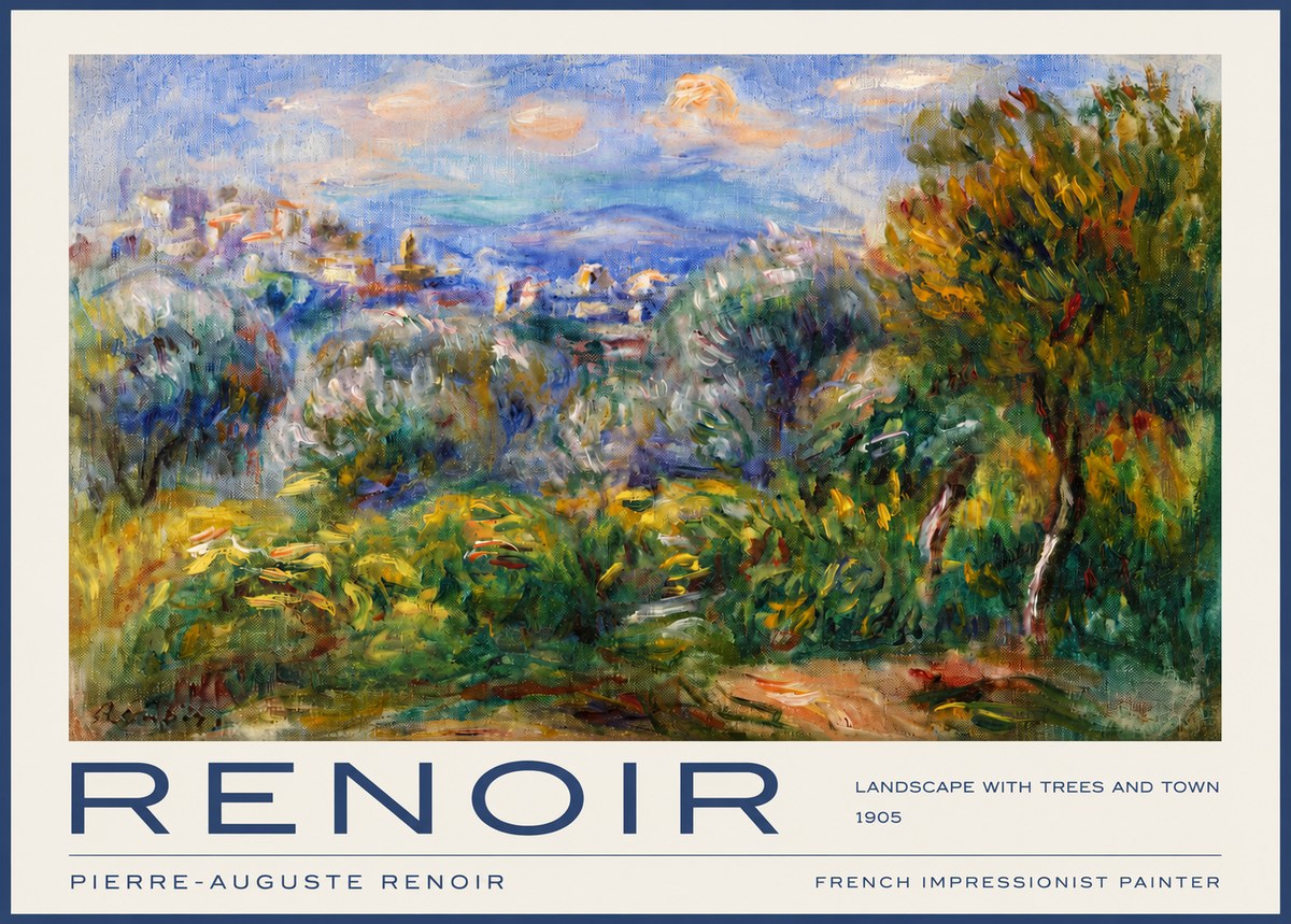 Renoir Landscape with Trees and Town No2 - Juliste