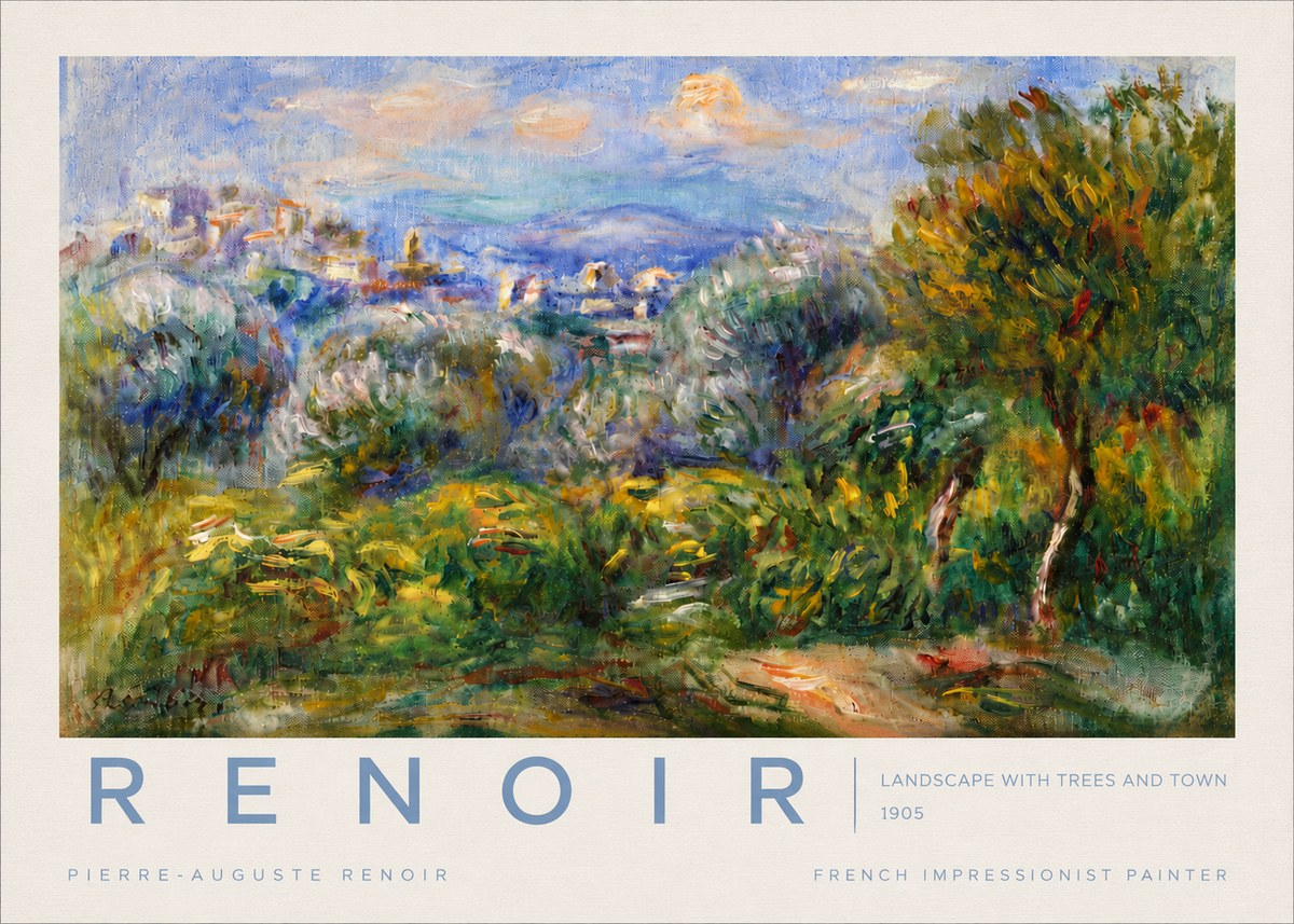 Renoir Landscape with Trees and Town No4 - Juliste
