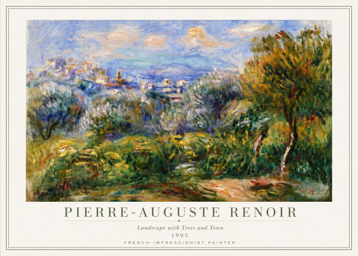Renoir Landscape with Trees and Town No6 - Juliste