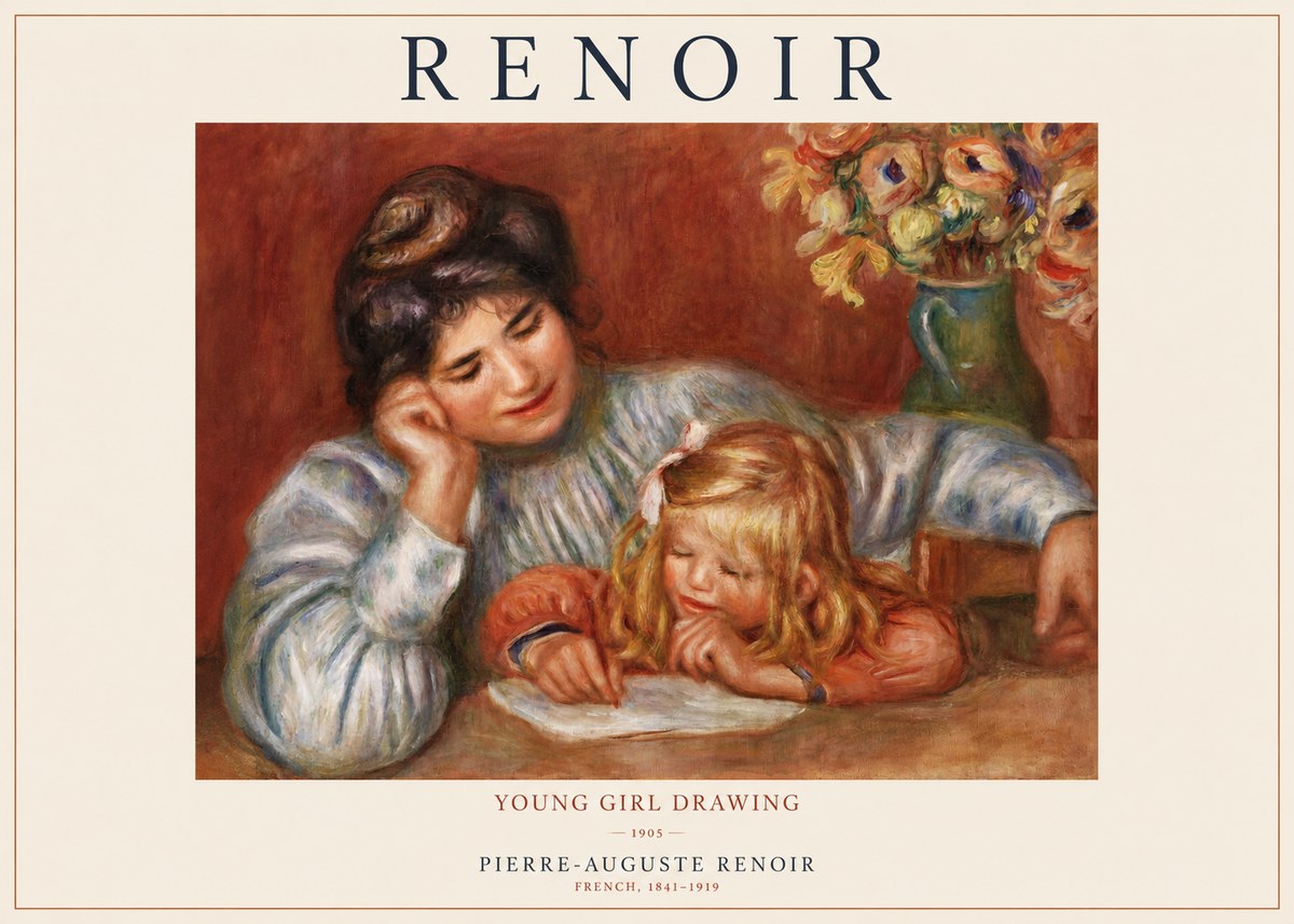Renoir Young Girl Drawing No1 - Juliste