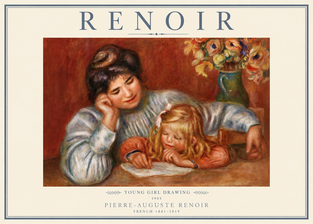 Renoir Young Girl Drawing No3 - Juliste